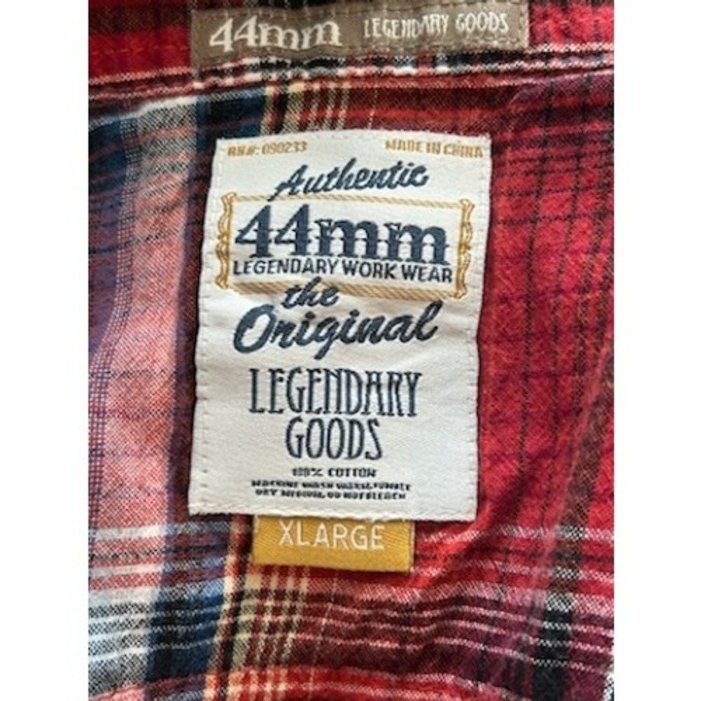 44mm Legendary Goods Mens Button Up Plaid Western Shirt Red Pearl Snap Size XL - Picture 5 of 5